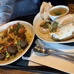 Falafel wrap and grill with sides Falafel wrap and grill with sides
