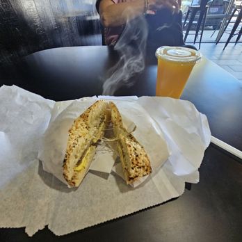LilyPopp Cafe - Everything bagel with sausage, egg & cheese. - Coffee & Tea Near Me - Anaheim, California LilyPopp Cafe - Everything bagel with sausage, egg & cheese. - Coffee & Tea Near Me - Anaheim, California