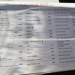 Garcon De Donburi - Drink menu