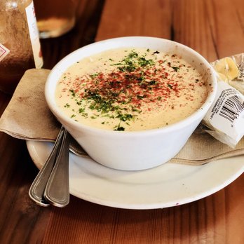 Buoy Beer - BUOY CLAM CHOWDER (Bowl): Manila and surf clams, pepper bacon, potatoes, cream, veggies, herbs - Meh...was lacking flavor. - Brewpubs Near Me - Astoria, Oregon Buoy Beer - BUOY CLAM CHOWDER (Bowl): Manila and surf clams, pepper bacon, potatoes, cream, veggies, herbs - Meh...was lacking flavor. - Brewpubs Near Me - Astoria, Oregon