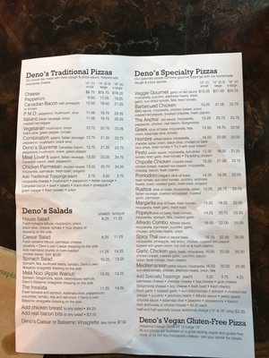 Menu photo 2 Deno's Pizzeria Lake Oswego, OR