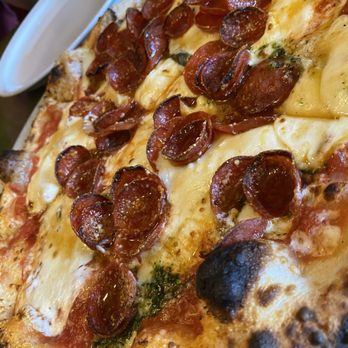 Marco's Coal Fired - Close up of pie - Pizza Near Me - Englewood, Colorado Marco's Coal Fired - Close up of pie - Pizza Near Me - Englewood, Colorado