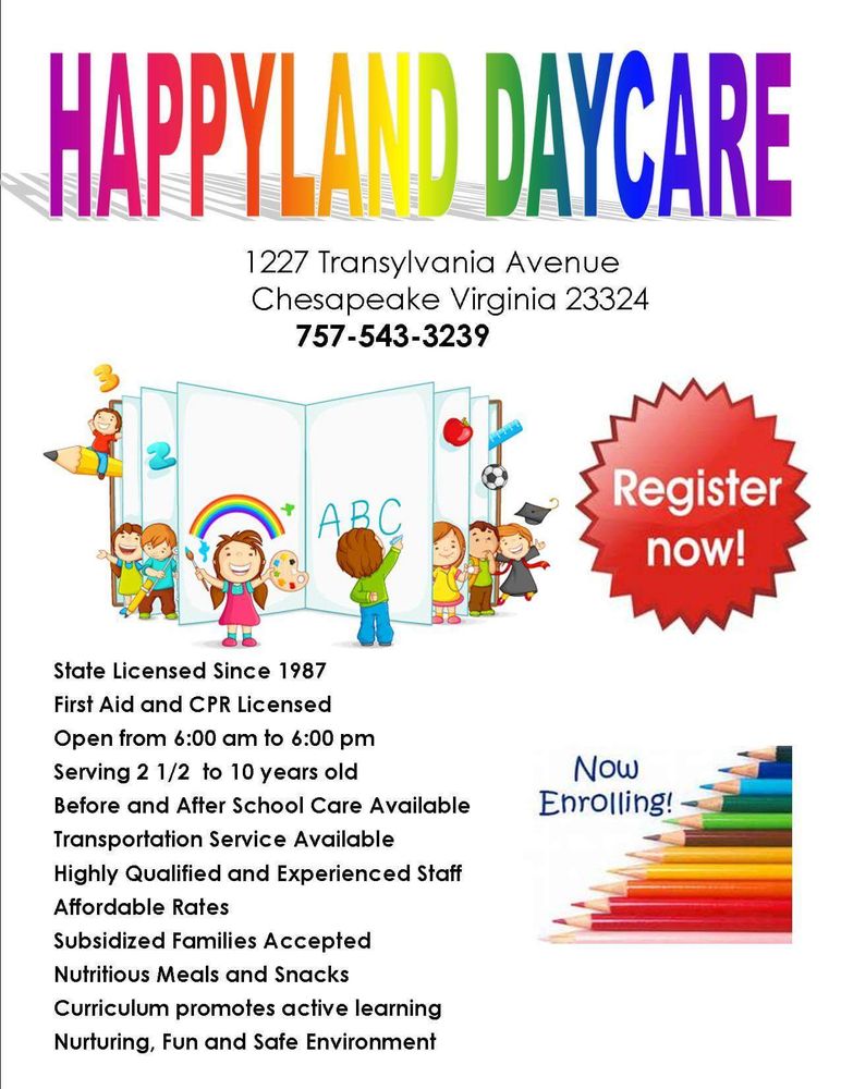 Happyland Day Care - childcare center in Chesapeake, VA