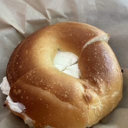 Plain bagel with cream cheese Plain bagel with cream cheese