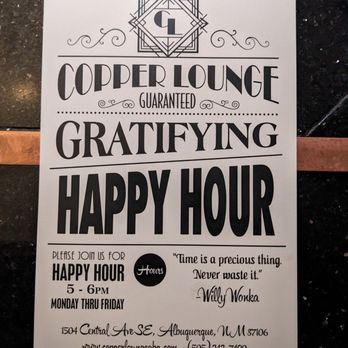The Copper Lounge - Happy Hour menu at The Copper Lounge, Albuquerque - Lounges Near Me - Albuquerque, New Mexico