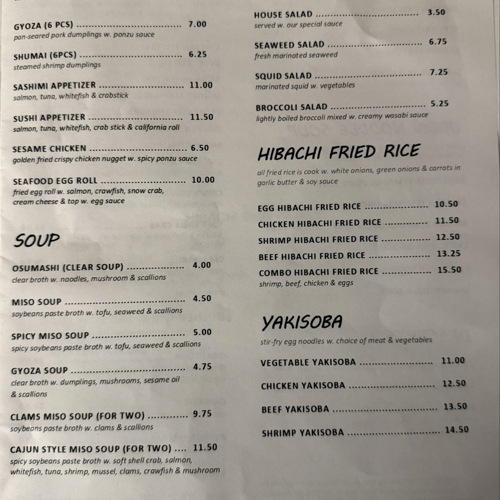 Asi Fusion - Menu Second Page - Sushi Bars Near Me - Kenner, Louisiana