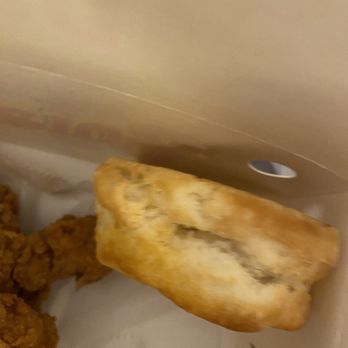 Bojangles - Looking into the gaping maw of the biscuit you get free in the chicken combo - Fast Food Near Me - Euless, Texas