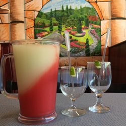 Rio Verde Mexican Restaurant - Pitcher of Margarita: half strawberry and half lime