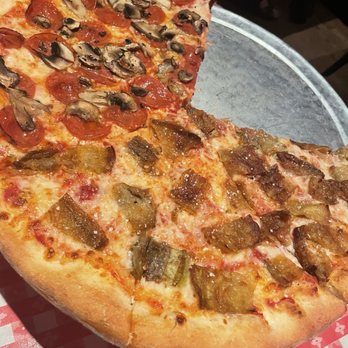 Home Slice Pizza - Eggplant and Pepperoni & Mushroom Pizza - Pizza Near Me - Austin, Texas