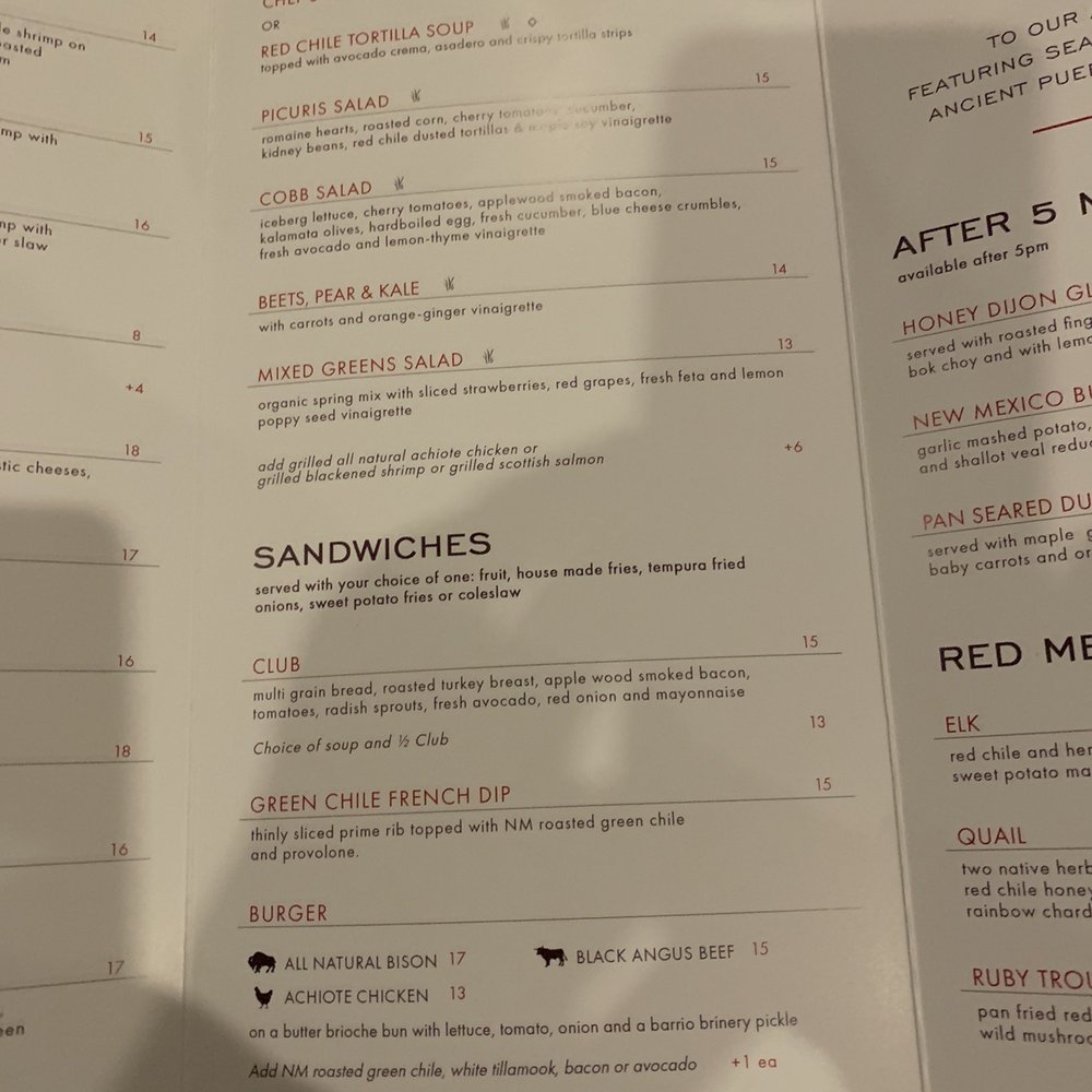 Amaya - Menu - New American Near Me - Santa Fe, New Mexico