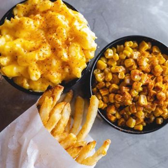 Chick'nCone - two bowls of macaroni and cheese and fries - Chicken Shop Near Me - Estero, Florida