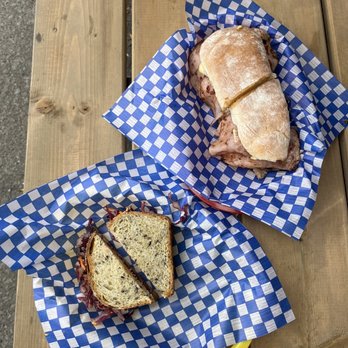 Le Pick-Up - Pulled pork sandwich (top) and halloumi sandwich (bottom). - Convenience Stores Near Me - Montreal, Quebec