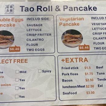Tao Rice Roll - Menu - Breakfast & Brunch Near Me - McKinney, Texas