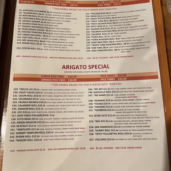 Arigato Sayonara - Menu - Sushi Bars Near Me - Madison, Tennessee Arigato Sayonara - Menu - Sushi Bars Near Me - Madison, Tennessee
