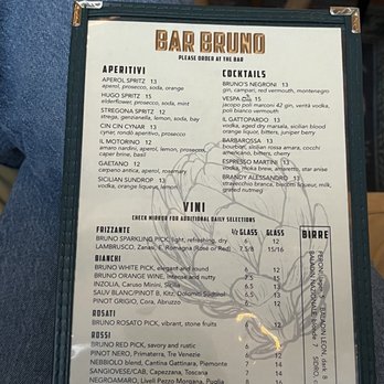 Bar Bruno - a menu on a table - Beer, Wine & Spirits Near Me - Athens, Georgia