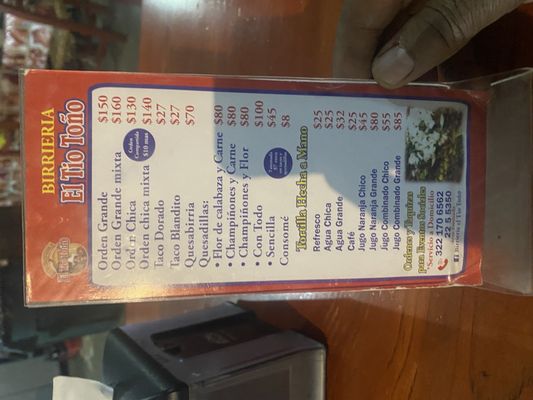 Menu photo 5 El Tío Toño Puerto Vallarta, JAL