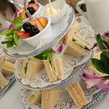 Tea Rose Garden - Tray of tea sandwiches and fruit - Tea Rooms Near Me - Pasadena, California Tea Rose Garden - Tray of tea sandwiches and fruit - Tea Rooms Near Me - Pasadena, California