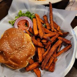 Three Dollar Cafe - TDC Burger with Sweet Potato Fries
