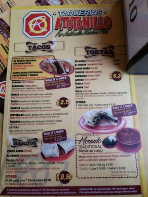 Menu photo 5 Taquerias Atotonilco - Stone Park Stone Park, IL Menu photo 5 Taquerias Atotonilco - Stone Park Stone Park, IL