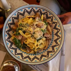 Limoncello fettuccine with mushrooms and spinach