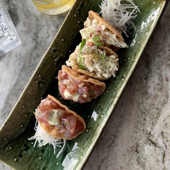 Rooftop At Nobu Hotel Chicago - Tuna NOBU TACOS* (2 pieces minimum) and King Crab NOBU TACOS* (2 pieces minimum), delicious! - Japanese Near Me - Chicago, Illinois