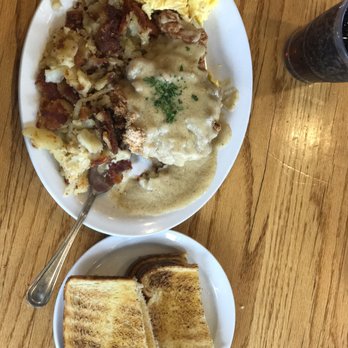 Silver Grill Cafe - Chicken fried chicken and eggs with sourdough toast - Breakfast & Brunch Near Me - Fort Collins, Colorado