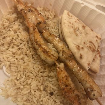 Olympic Cafe - Wild Shrimp Kabob Plate - Mediterranean Near Me - San Diego, California Olympic Cafe - Wild Shrimp Kabob Plate - Mediterranean Near Me - San Diego, California