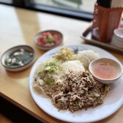 Kau Kau - Hawaiian plate with kalua pig, tako luau, lomi lomi salmon, rice and mac salad. I think the only thing missing for me is some haupia!