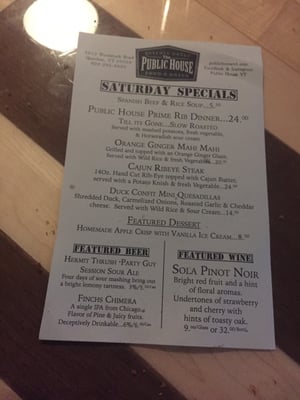 Menu photo 4 Public House Pub Quechee Quechee, VT