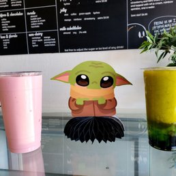 a baby yogurt and a smoothie