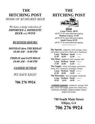 Menu photo 2 Hitching Post Beer & Wine Package Store Ellijay, GA Menu photo 2 Hitching Post Beer & Wine Package Store Ellijay, GA