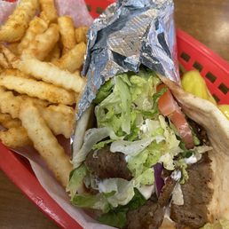 Gyro and Fries Sandwich Gyro and Fries Sandwich