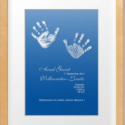 Glasgravur - Babyschild, individuelle Handabdrücke in Glas