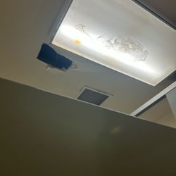 Leaking from light... gym is always a mess nothing works in bathroom save your money