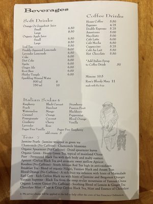 Menu photo 6 Rose's Cafe San Francisco, CA