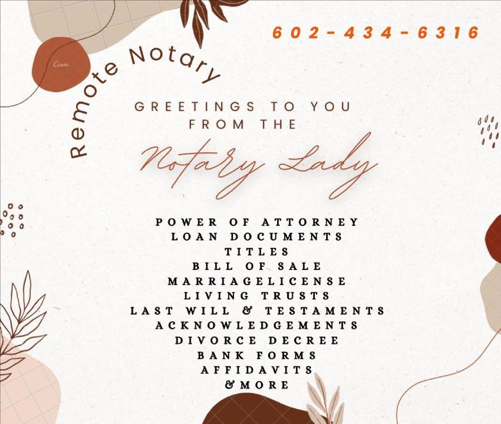 NOTARY LADY Request a Quote Glendale, Arizona Notaries Phone