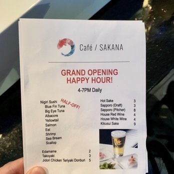 Cafe Sakana - Grand opening happy hour menu - Sushi Bars Near Me - Newport Beach, California