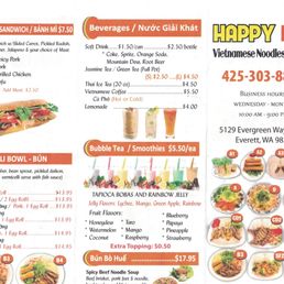 Takeout menu front