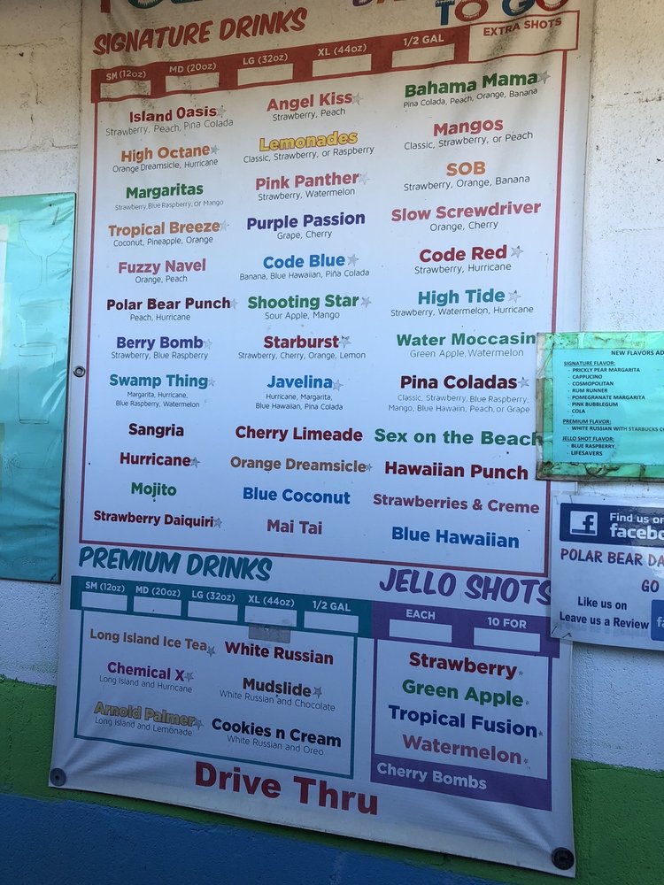 POLAR BEAR DAIQUIRIS TO GO Updated June 2024 15698 Hwy 96 N
