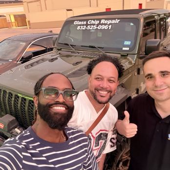 Holy Chip - Me my husband and Philip (the owner) - Windshield Installation & Repair Near Me - Houston, Texas Holy Chip - Me my husband and Philip (the owner) - Windshield Installation & Repair Near Me - Houston, Texas