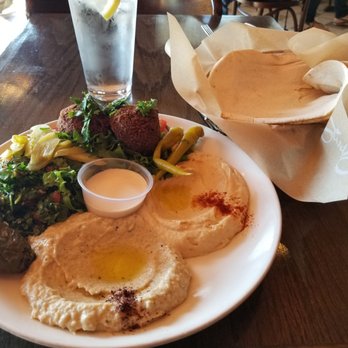 Open Sesame - Vegetarian entree, hummus, baba ganoush, tabbouleh, falafel, grape leaves, pita bread. - Mediterranean Near Me - Long Beach, California
