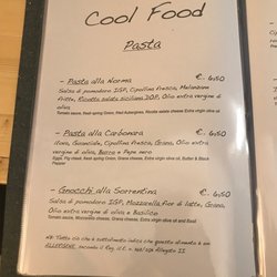 Cool Food - Pasta menu
