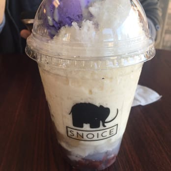 Snoice - coconut jelly, sweet banana, red bean, purple yam, coconut strings and ube ice cream on top. - Bubble Tea Near Me - Spring Valley, California
