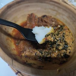 Rejoice - Chicken egusi w pounded yam
