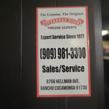 Overhead Door & Fireside Experts - Overhead door sticker - Garage Door Services Near Me - Rancho Cucamonga, California Overhead Door & Fireside Experts - Overhead door sticker - Garage Door Services Near Me - Rancho Cucamonga, California