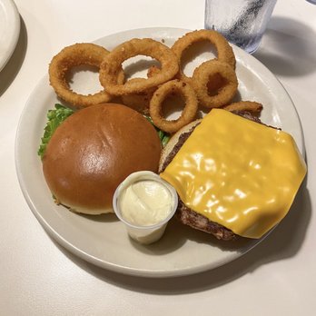 Merry Ann's Diner - Whole Beef Burger Onion Rings - Diners Near Me - Champaign, Illinois