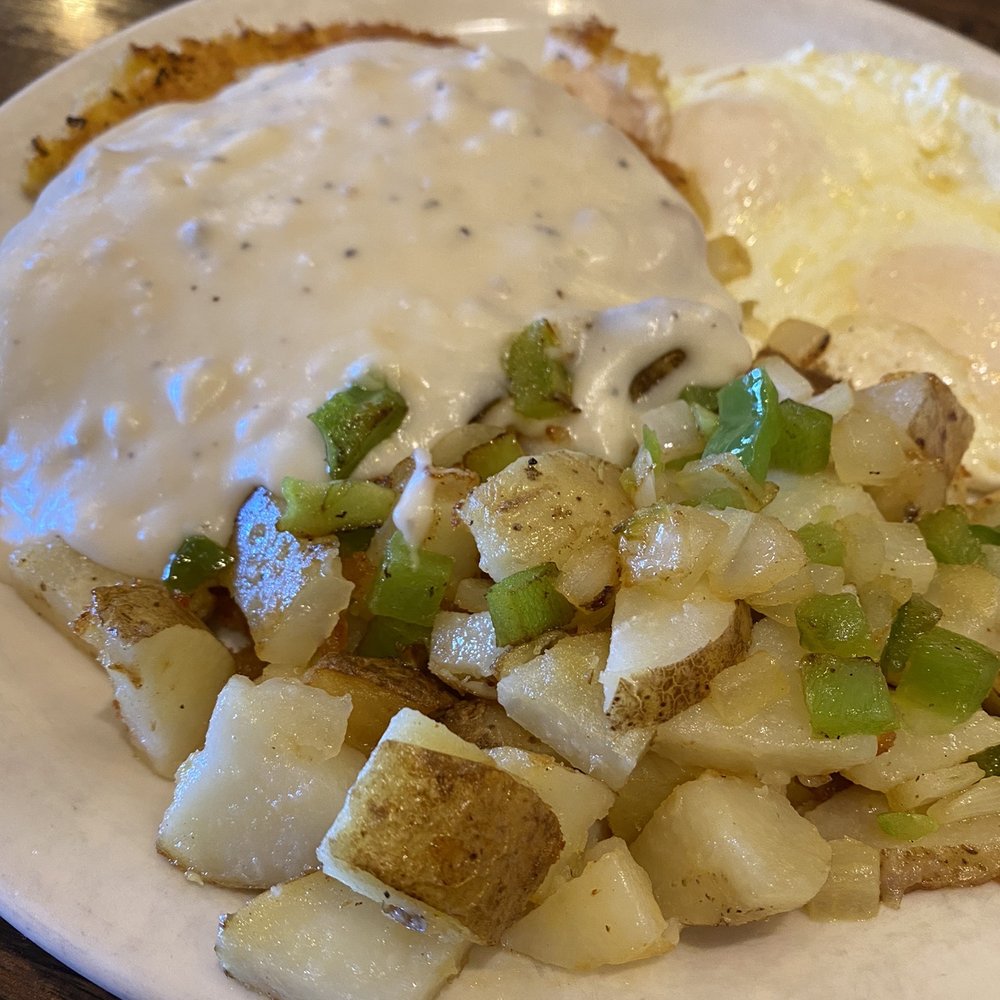 Wagon Wheel Restaurant - Chicken fried chicken breakfast. Could use more seasoning, but adding S&P works - American Near Me - Needles, California Wagon Wheel Restaurant - Chicken fried chicken breakfast. Could use more seasoning, but adding S&P works - American Near Me - Needles, California