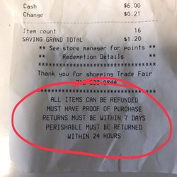 Trade Fair Supermarket - Receipt