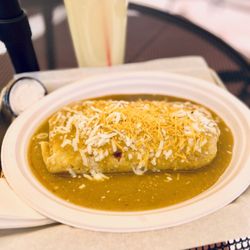 Sabroso Fresh Mexican Grill - Deluxe Smothered Burrito - Definitely tasty but probably not the best chile out there. Added steak & for the veggies inside. Good size.