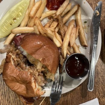 Great American Saloon - Burger already begun and mashed by my hand. - American Near Me - Red Lion, Pennsylvania